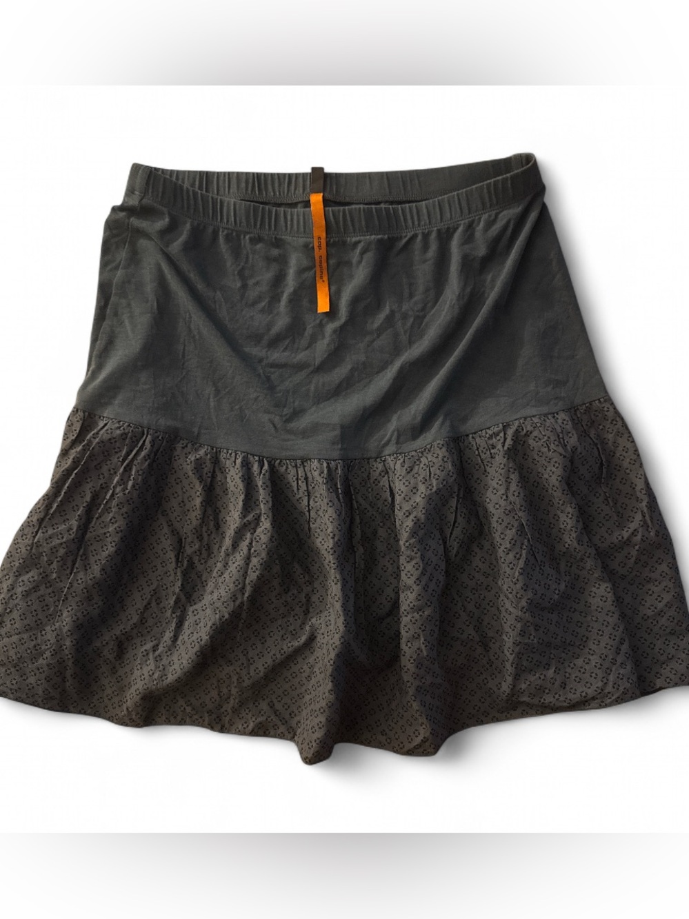 Cop.Copine Black Tiered Eyelet Skirt with Orange Tag